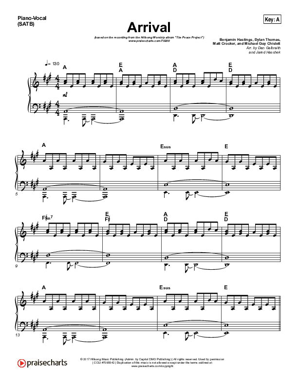 Arrival Piano/Vocal Pack (Hillsong Worship)