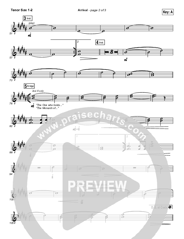 Arrival Tenor Sax 1/2 (Hillsong Worship)