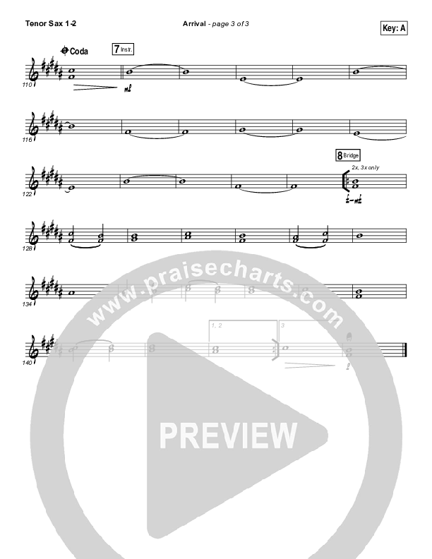 Arrival Tenor Sax 1/2 (Hillsong Worship)