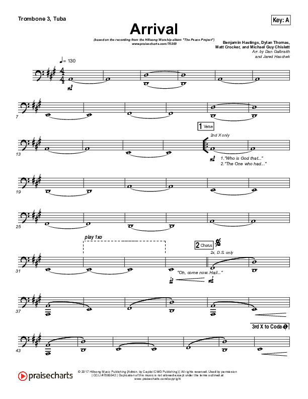 Arrival Trombone 3/Tuba (Hillsong Worship)