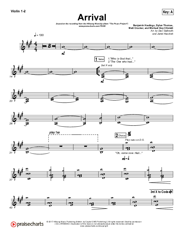 Arrival Violin 1/2 (Hillsong Worship)