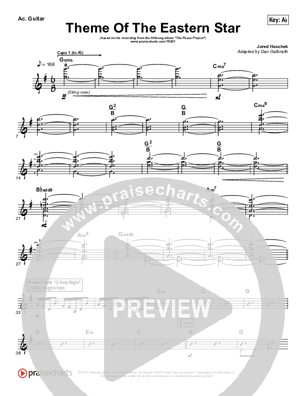 Theme Of The Eastern Star Acoustic Guitar (Hillsong Worship)