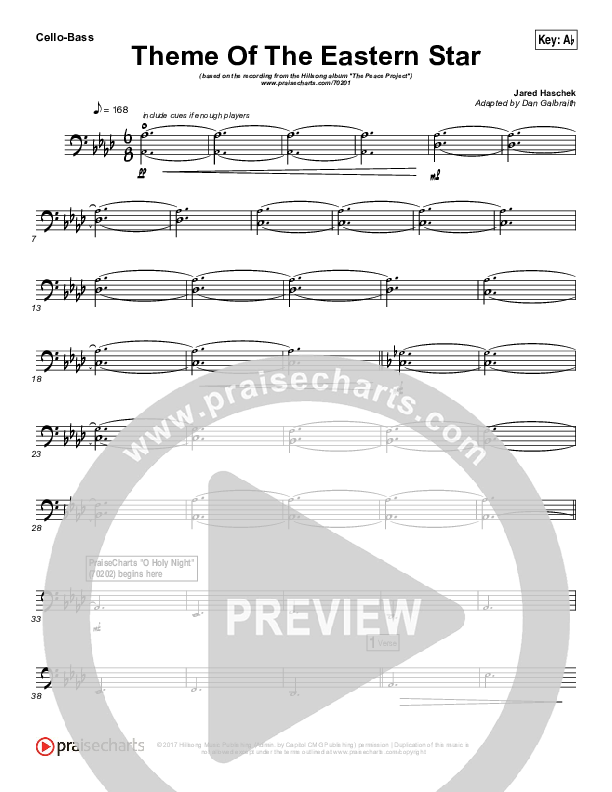 Theme Of The Eastern Star Cello/Bass (Hillsong Worship)
