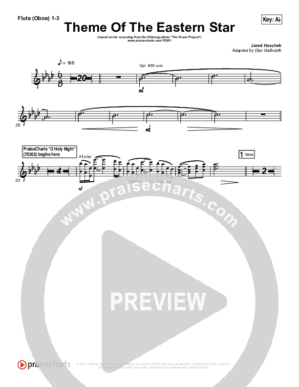 Theme Of The Eastern Star Flute/Oboe 1/2/3 (Hillsong Worship)