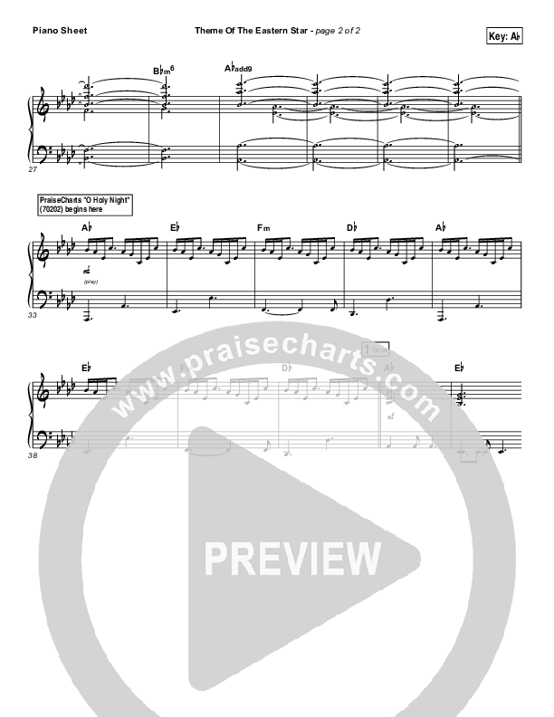 Theme Of The Eastern Star Piano Sheet (Hillsong Worship)