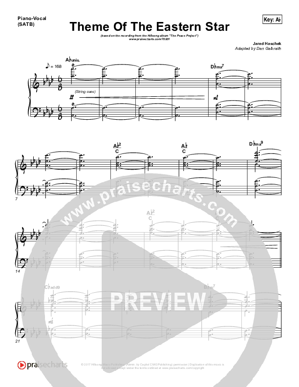 Theme Of The Eastern Star Piano/Vocal (SATB) (Hillsong Worship)