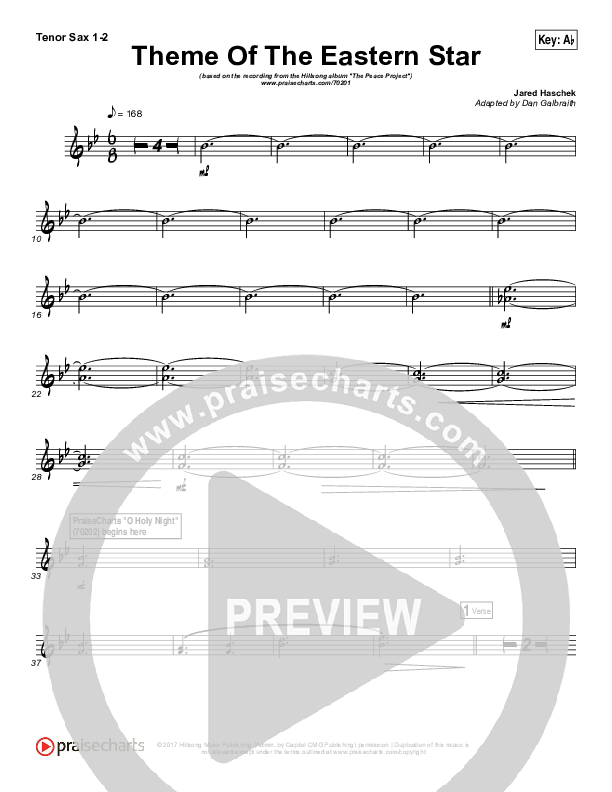 Theme Of The Eastern Star Tenor Sax 1/2 (Hillsong Worship)