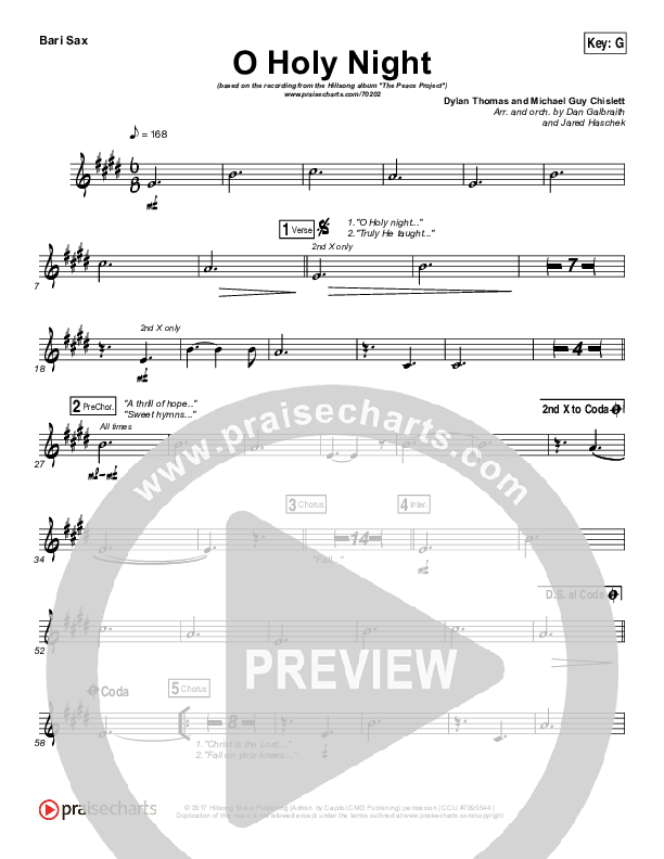 O Holy Night Bari Sax (Hillsong Worship)