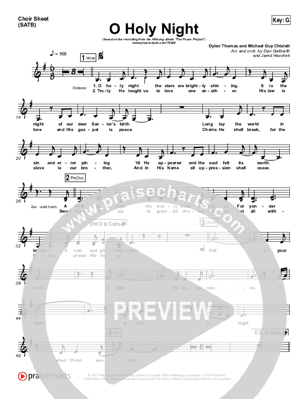 O Holy Night Choir Vocals (SATB) (Hillsong Worship)