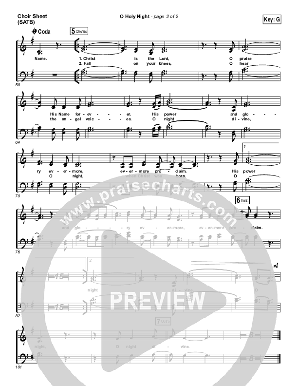 O Holy Night Choir Sheet (SATB) (Hillsong Worship)