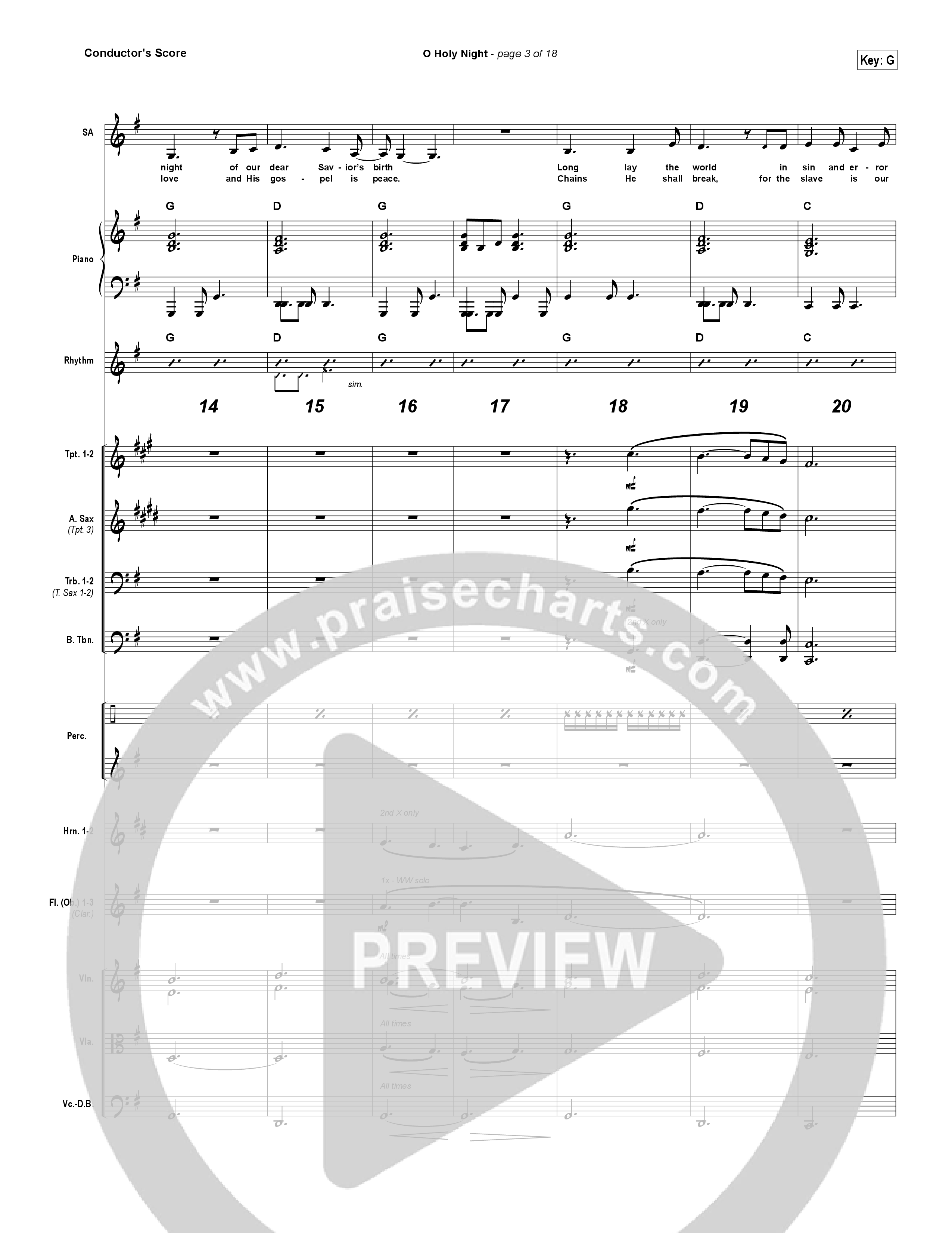 O Holy Night Conductor's Score (Hillsong Worship)
