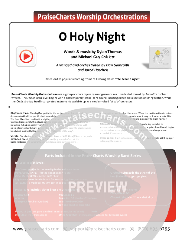 O Holy Night Cover Sheet (Hillsong Worship)