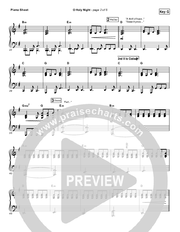 O Holy Night Piano Sheet (Hillsong Worship)