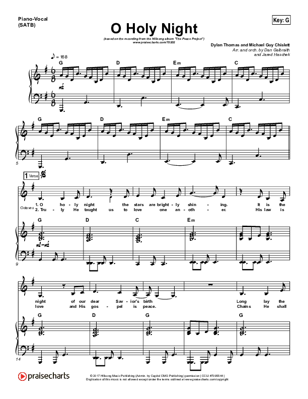O Holy Night Piano/Vocal Pack (Hillsong Worship)