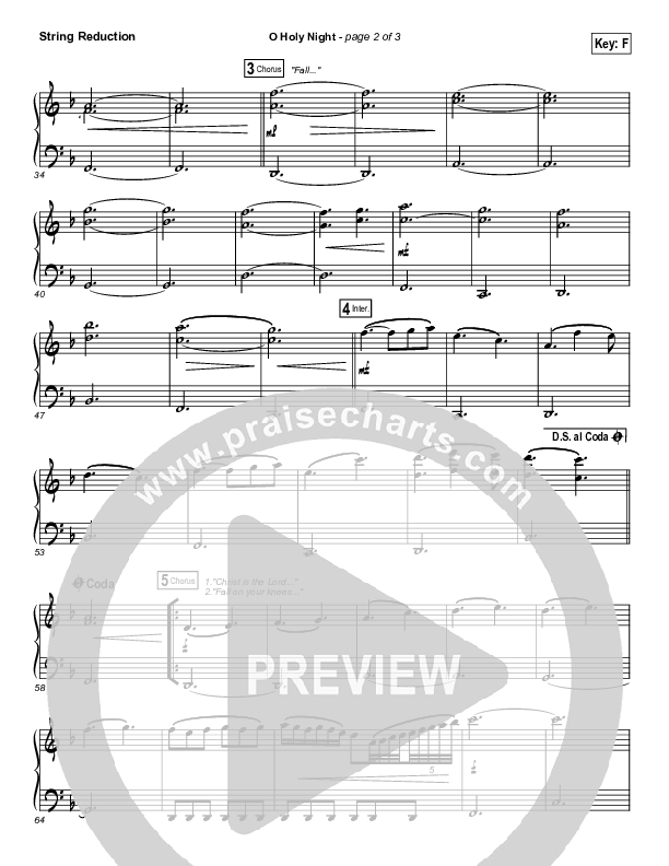 O Holy Night String Reduction Sheet Music PDF (Hillsong Worship) PraiseCharts