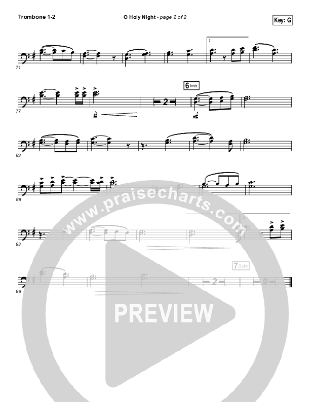 O Holy Night Trombone 1/2 (Hillsong Worship)
