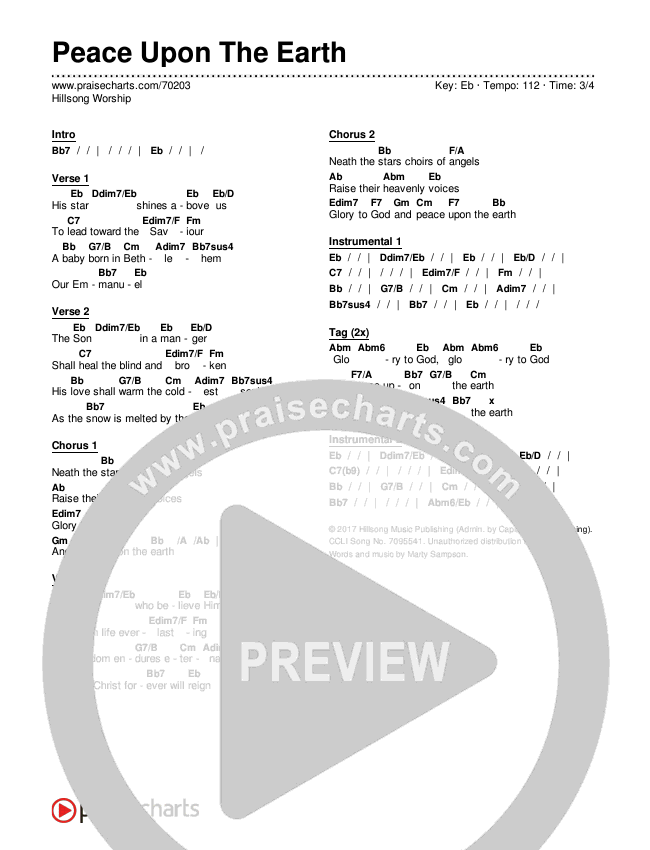 Peace Upon The Earth Chords & Lyrics (Hillsong Worship)