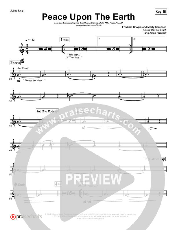 Peace Upon The Earth Alto Sax (Hillsong Worship)