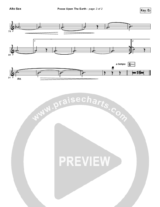 Peace Upon The Earth Alto Sax (Hillsong Worship)