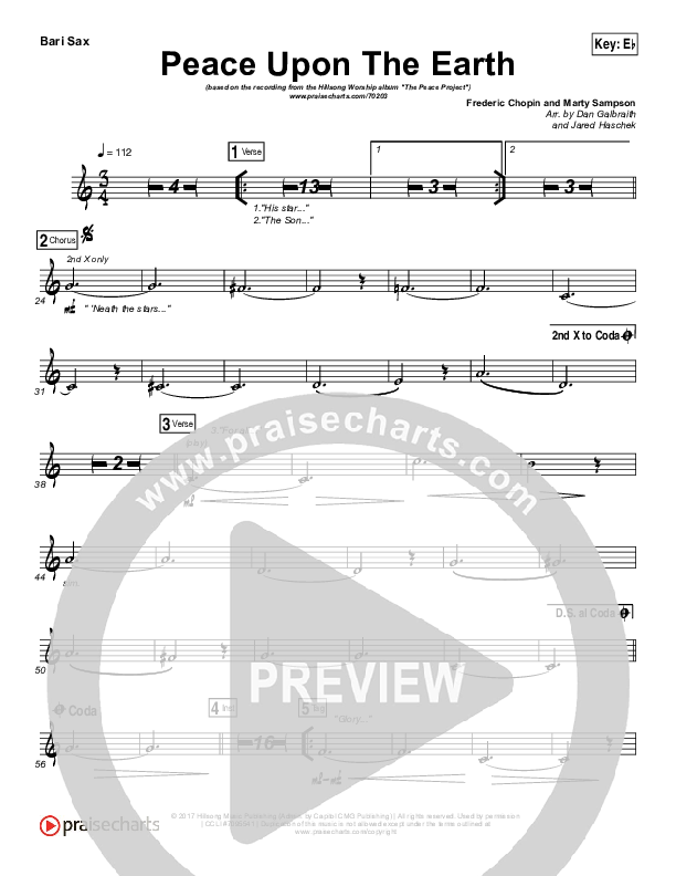 Peace Upon The Earth Bari Sax (Hillsong Worship)