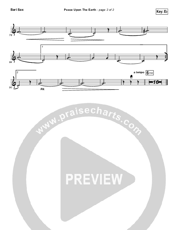 Peace Upon The Earth Bari Sax (Hillsong Worship)