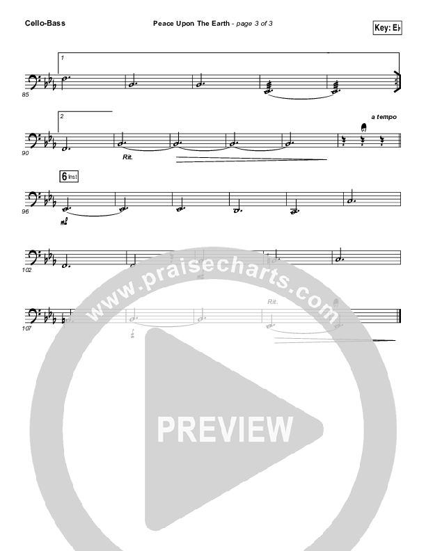 Peace Upon The Earth Cello/Bass (Hillsong Worship)