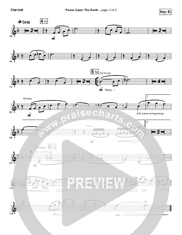 Peace Upon The Earth Clarinet (Hillsong Worship)