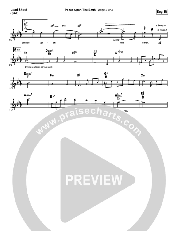 Peace Upon The Earth Lead Sheet (SAT) (Hillsong Worship)