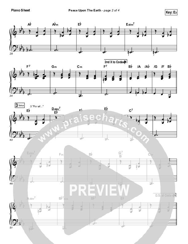 Peace Upon The Earth Piano Sheet (Hillsong Worship)