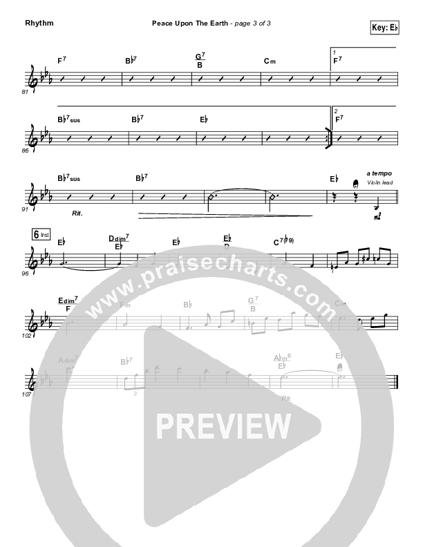 Peace Upon The Earth Rhythm Chart (Hillsong Worship)