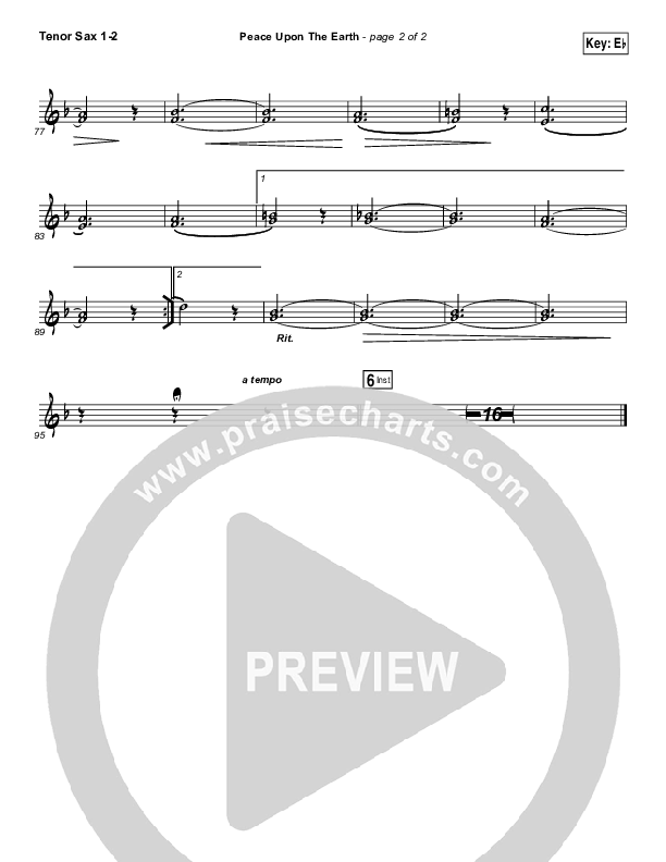 Peace Upon The Earth Tenor Sax 1/2 (Hillsong Worship)