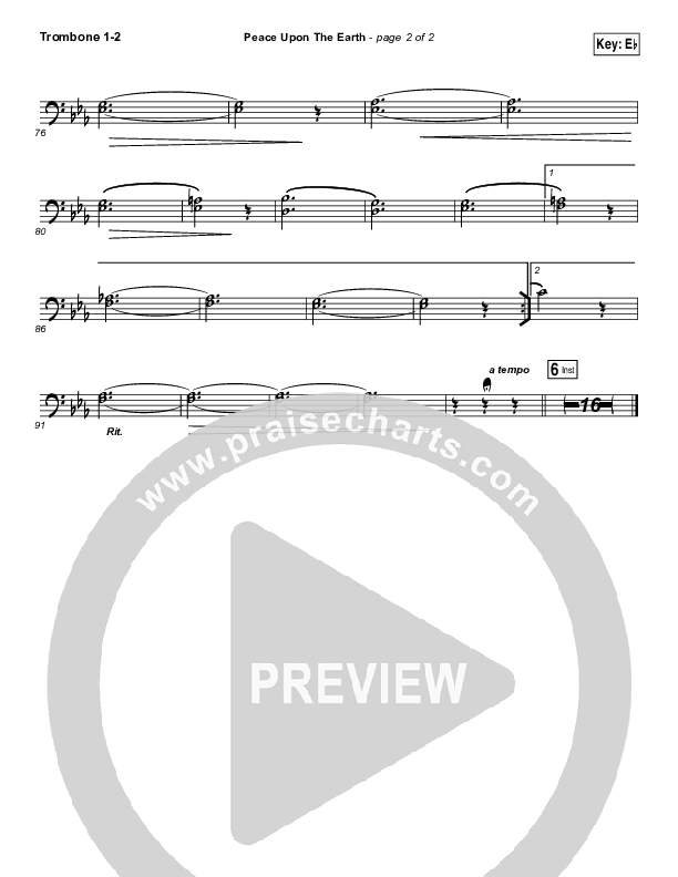 Peace Upon The Earth Trombone 1/2 (Hillsong Worship)