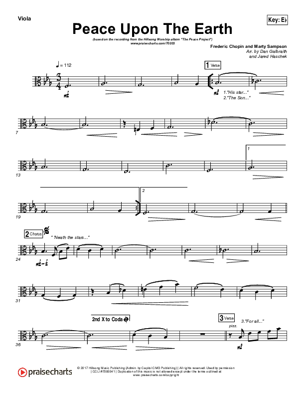 Peace Upon The Earth Viola (Hillsong Worship)