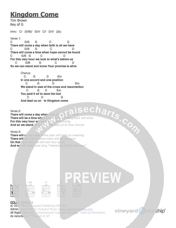 Kingdom Come Chords & Lyrics (Vineyard Worship)