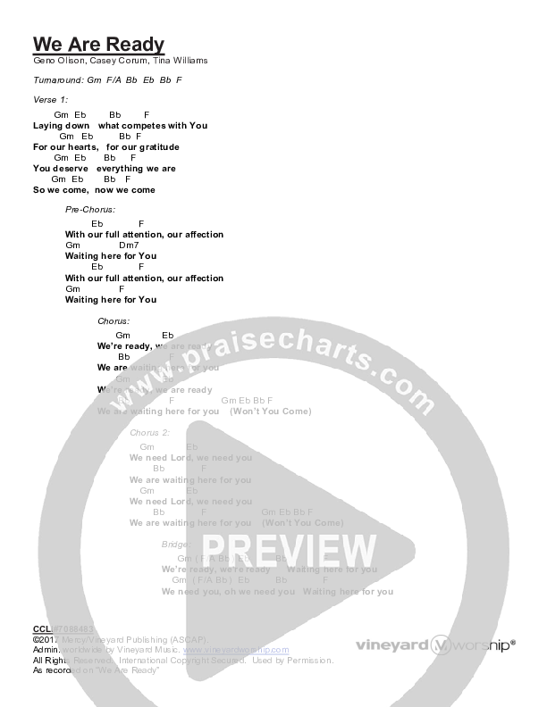 We Are Ready Chords & Lyrics (Vineyard Worship)