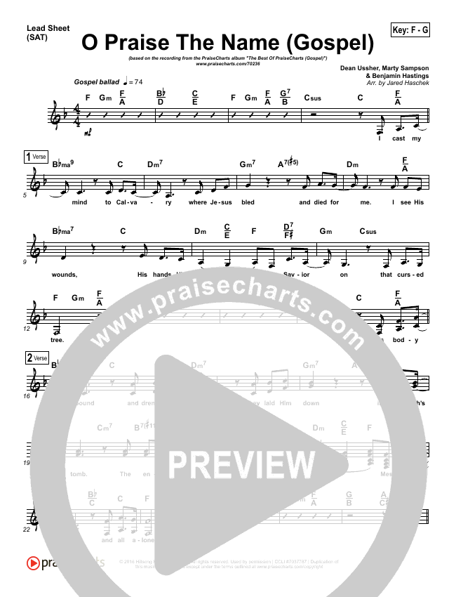 O Praise The Name Anastasis Gospel Sheet Music Pdf Praisecharts
