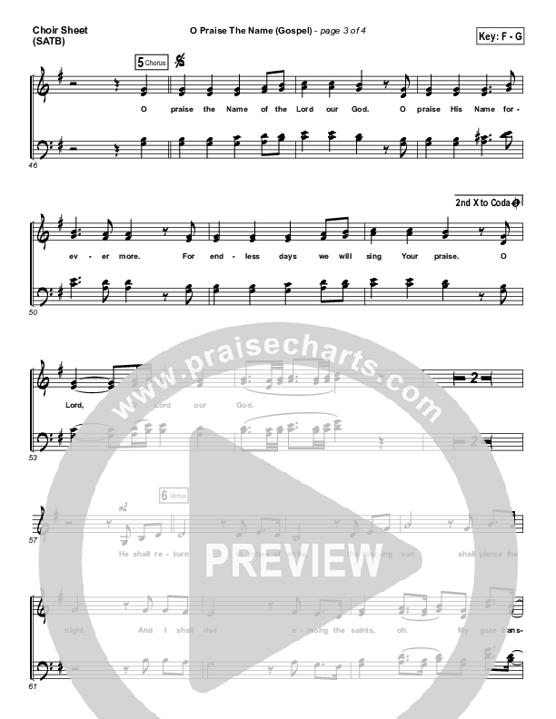 O Praise The Name (Anastasis) (Gospel) Choir Sheet (SATB) (PraiseCharts / PraiseCharts Gospel)