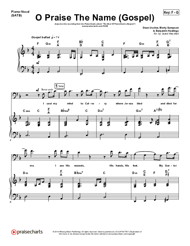 O Praise The Name (Anastasis) (Gospel) Piano/Vocal Pack (PraiseCharts / PraiseCharts Gospel)