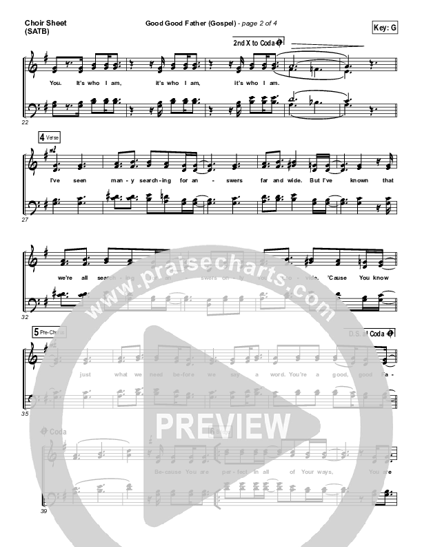 Good Good Father (Gospel) Choir Vocals (SATB) (PraiseCharts)