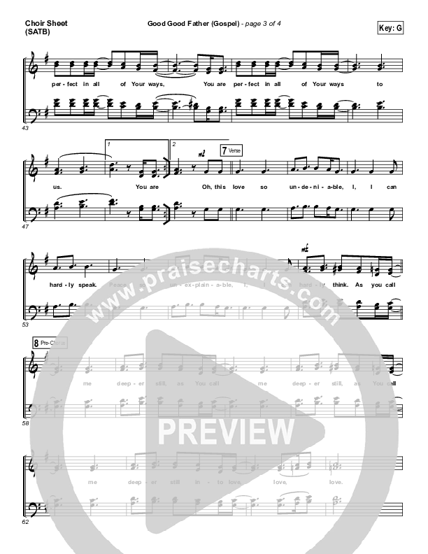 Good Good Father (Gospel) Choir Vocals (SATB) (PraiseCharts)