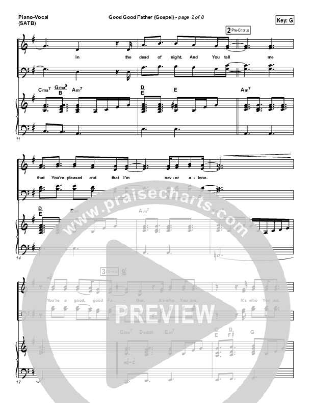 Good Good Father (Gospel) Piano/Vocal (SATB) (PraiseCharts)
