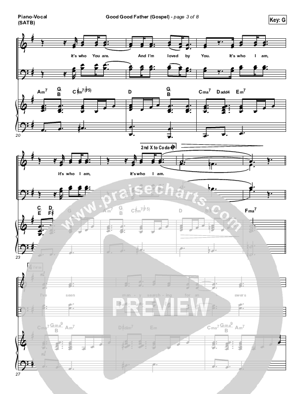 Good Good Father (Gospel) Piano/Vocal (SATB) (PraiseCharts)