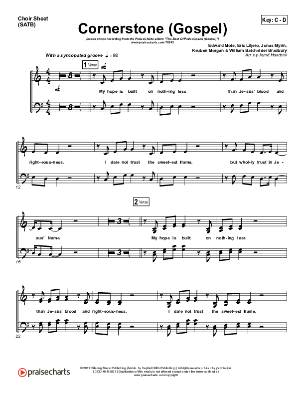 Cornerstone (Gospel) Choir Sheet (SATB) (PraiseCharts)