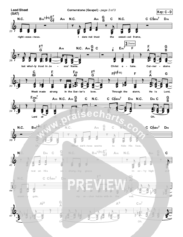 Cornerstone (Gospel) Lead Sheet (SAT) (PraiseCharts)