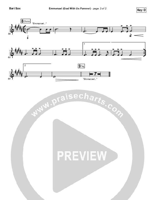 Emmanuel (God With Us Forever) Bari Sax (Bryan & Katie Torwalt)