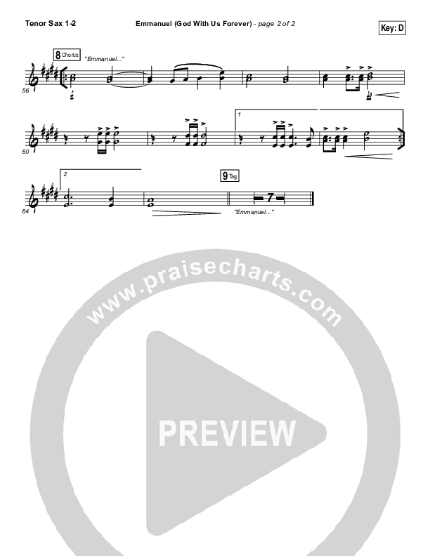 Emmanuel (God With Us Forever) Tenor Sax 1/2 (Bryan & Katie Torwalt)