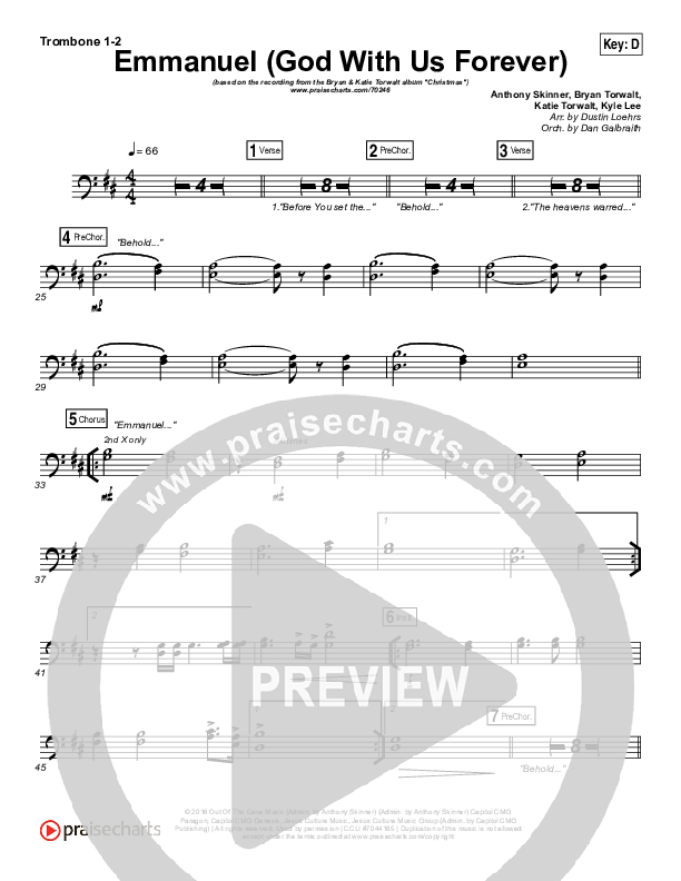 Emmanuel (God With Us Forever) Trombone 1/2 (Bryan & Katie Torwalt)