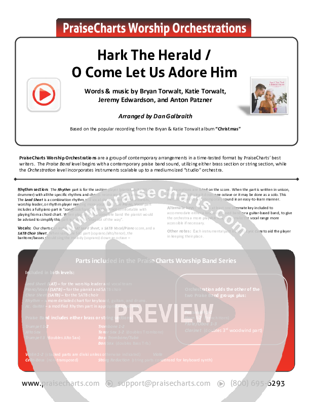 Hark The Herald/O Come Let Us Adore Him Cover Sheet (Bryan & Katie Torwalt)