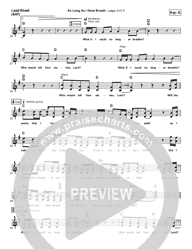As Long As I Have Breath Lead Sheet (SAT) (Jason Whitehorn)