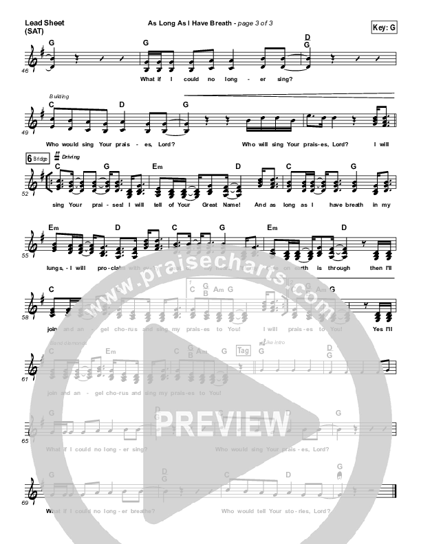 As Long As I Have Breath Lead Sheet (SAT) (Jason Whitehorn)